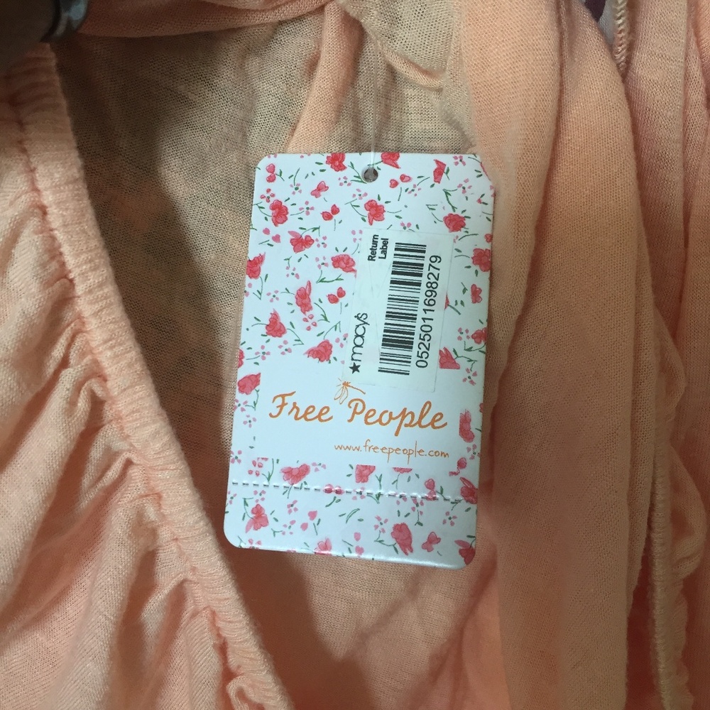Free People One-Shoulder Peach Ruffle Top - Picture 7 of 8